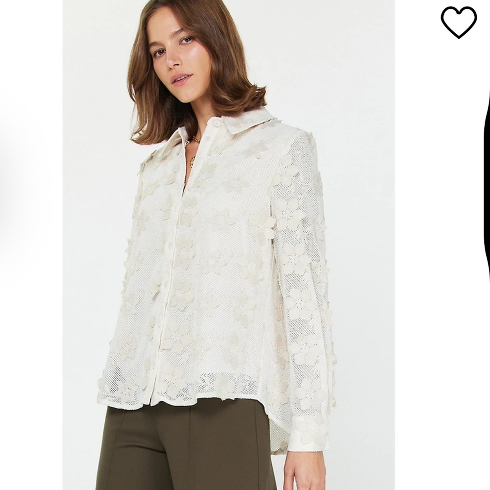 Current Air Cream Floral Lace Blouse